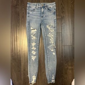 American Eagle Light Blue Ripped Skinny Jeans
